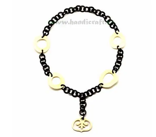 Black Horn Links with White Horn Pendants HD10245, handmade buffalo horn jewelry