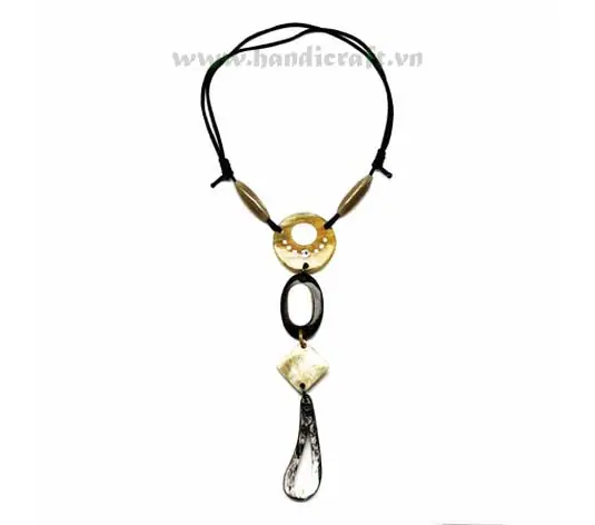 Natural Horn with Faux Leather Strand HD10259, handmade buffalo horn jewelry
