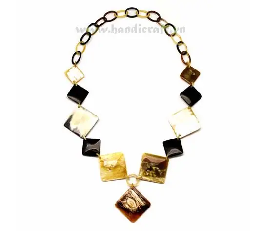 Square & Oval Horn Link HD10264, handmade buffalo horn jewelry