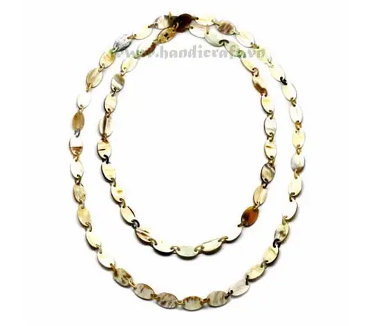 Small Solid Oval Horn Chain HD10272, handmade buffalo horn jewelry