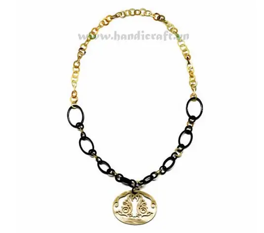Dark & Light Horn with Large Pendant HD10279, handmade buffalo horn jewelry