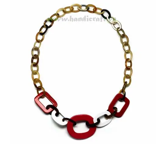 Oval Horn with Five Lacquer Pendants HD10287, handmade natural buffalo horn + vietnamese lacquer jewelry from Vietnam