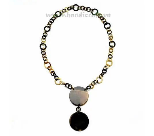 Small Horn Chain with Two Large Pendants HD10293, handmade buffalo horn jewelry