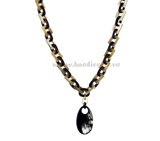 Oval & Rectangular Horn Black Oval Pendant HD10302, handmade buffalo horn jewelry