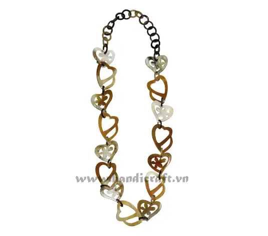 Double Heart Shape Necklace HD10329, handmade buffalo horn jewelry