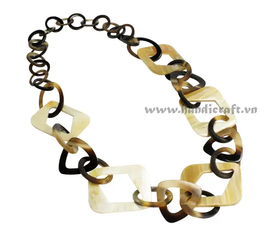 Multi Shape Horn Necklace HD10331, handmade natural buffalo horn jewelry from Vietnam