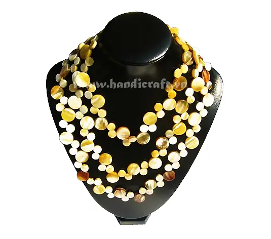 Round Solid Horn Necklace HD10337, handmade natural buffalo horn jewelry from Vietnam