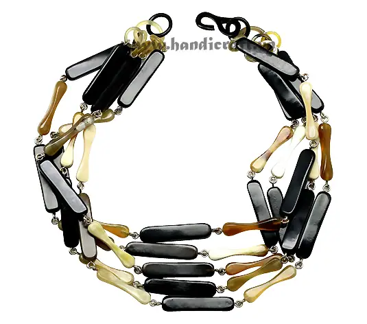 Solid Black & White Horn Necklace HD10343, handmade natural buffalo horn jewelry from Vietnam