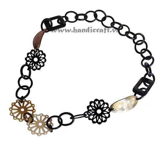 Natural Horn Necklace Flower Pendants Necklace HD10351, handmade buffalo horn jewelry