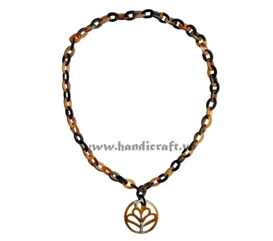 Small Rectangular Horn Links with Tree Pendant HD10353, handmade natural buffalo horn jewelry from Vietnam
