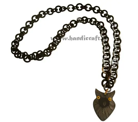 Dark Horn with Owl Pendant Necklace HD10364, handmade buffalo horn jewelry