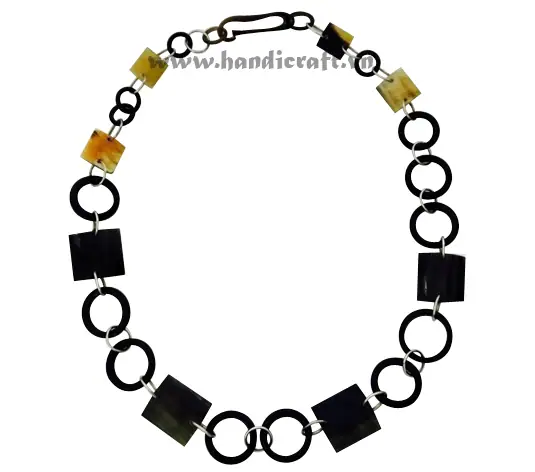 Round & Square Horn Necklace HD10367, handmade buffalo horn jewelry