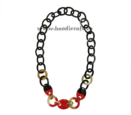 Dark Horn with Red Lacquer Necklace HD10369, handmade buffalo horn jewelry