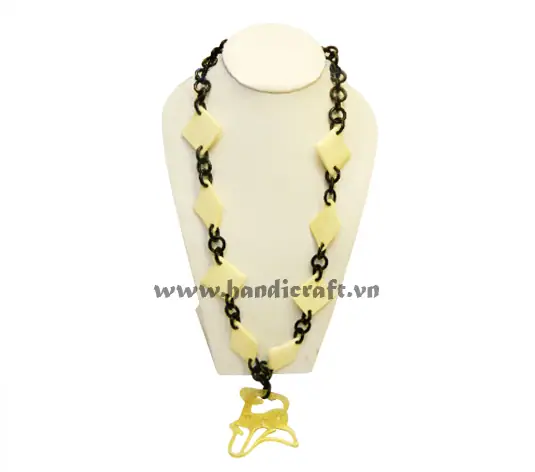 Black Horn Links & Square Bone Necklace HD10376, handmade buffalo horn jewelry