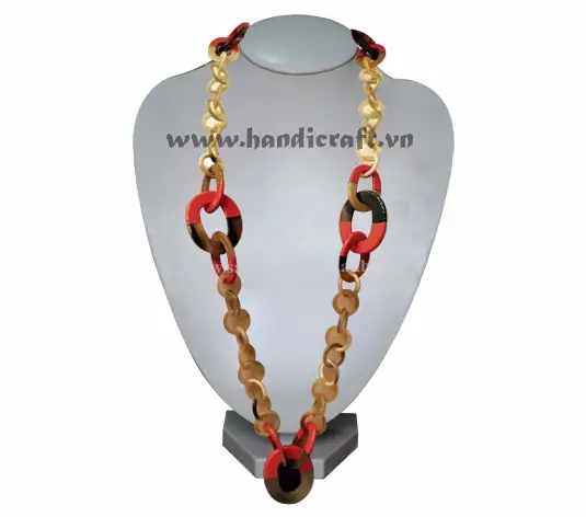 Long Necklace with Lacquer Horn HD10383, handmade buffalo horn jewelry