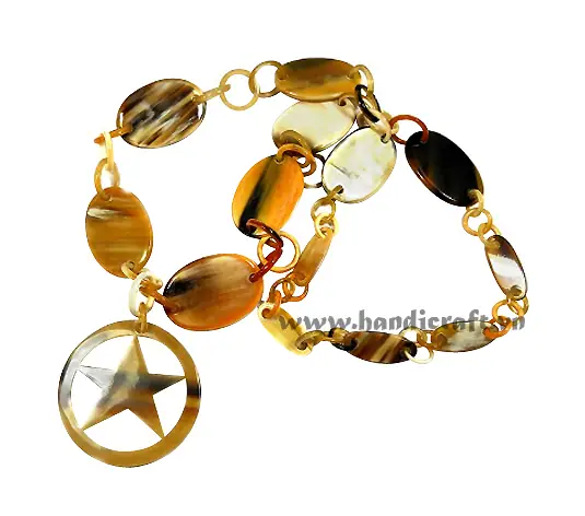 Solid Horn with Five Star Pendant Necklace HD10384, handmade buffalo horn jewelry