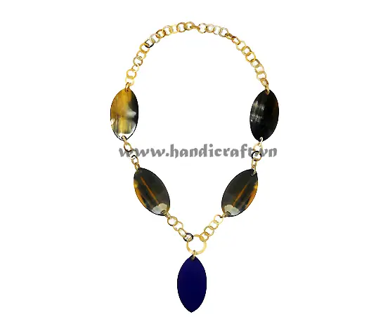 Small Round Horn Links with Oval Pendants HD10386, handmade buffalo horn jewelry