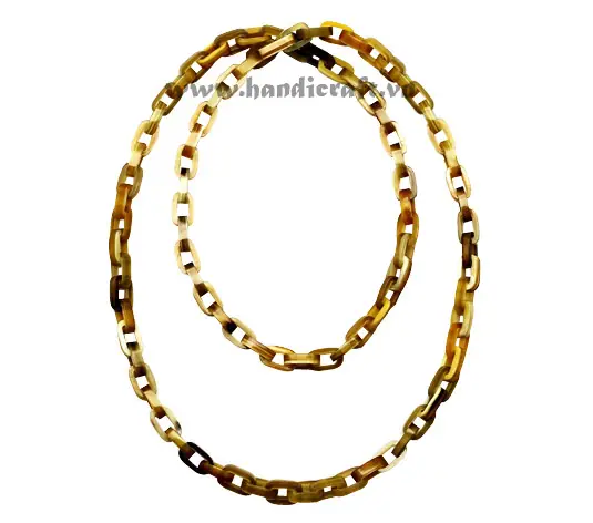 Long Small Rectangular Horn Links Necklace HD10391, handmade natural buffalo horn jewelry from Vietnam