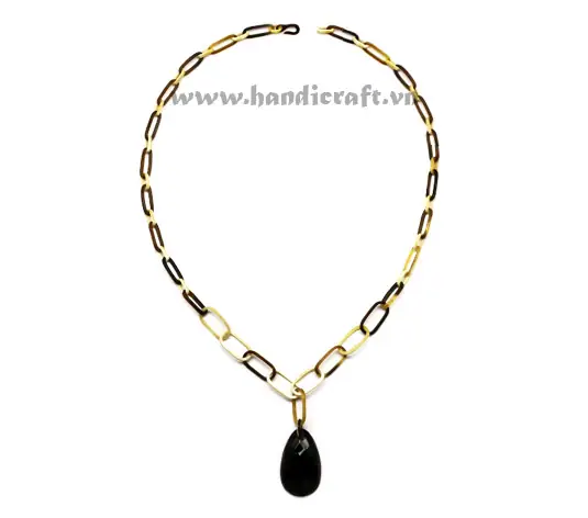 Oval Horn Link Necklace HD10402, handmade buffalo horn jewelry