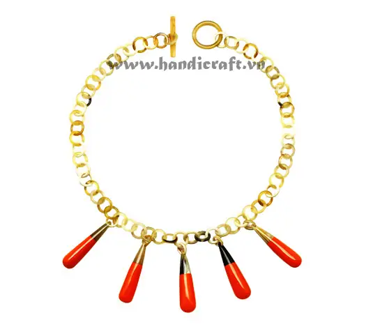 Small Horn Circles with Solid Lacquer Horn Pendant HD10404, handmade natural buffalo horn + vietnamese lacquer jewelry from Vietnam
