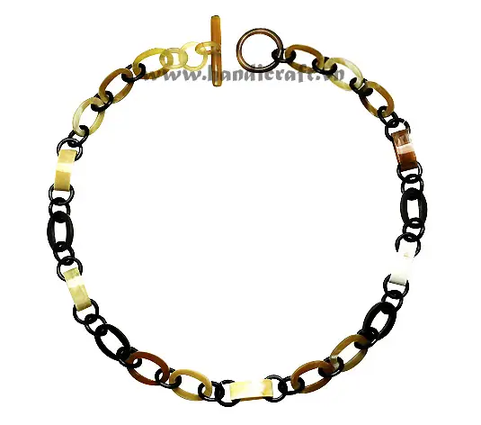Round & Oval Horn Necklace HD10420, handmade buffalo horn jewelry