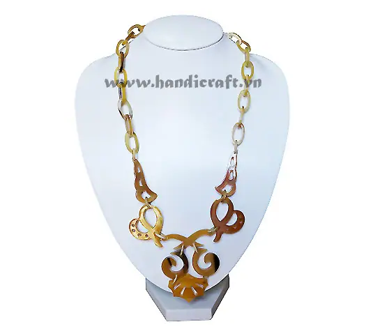 Natural Horn with Large Carved Pendant Necklace HD10424, handmade buffalo horn jewelry