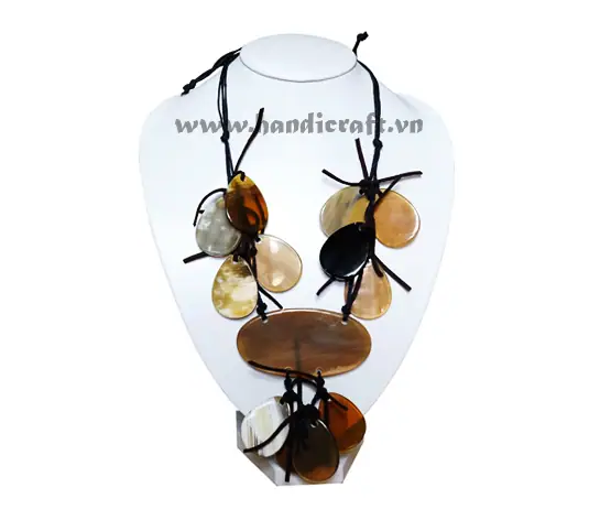 Solid Horn with Faux Leather Necklace HD10429, handmade buffalo horn jewelry