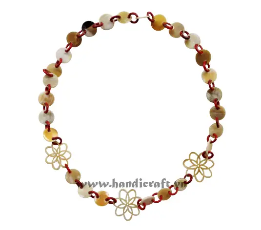 Solid Round Horn with Flower Pendant Necklace HD10441, handmade buffalo horn jewelry