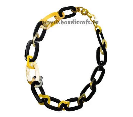 Oval Horn Natural Necklace HD10450, handmade natural buffalo horn jewelry from Vietnam