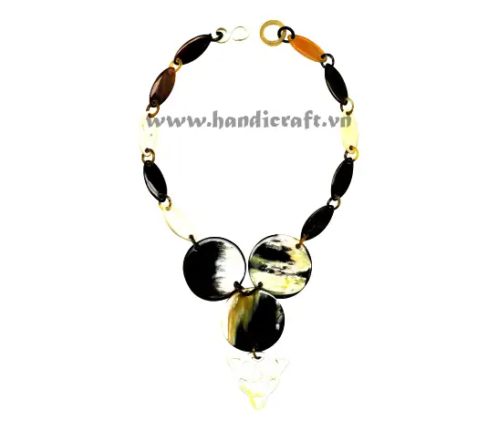 Solid Dark Horn with Three Large Round Pendant HD10455, handmade natural buffalo horn jewelry from Vietnam