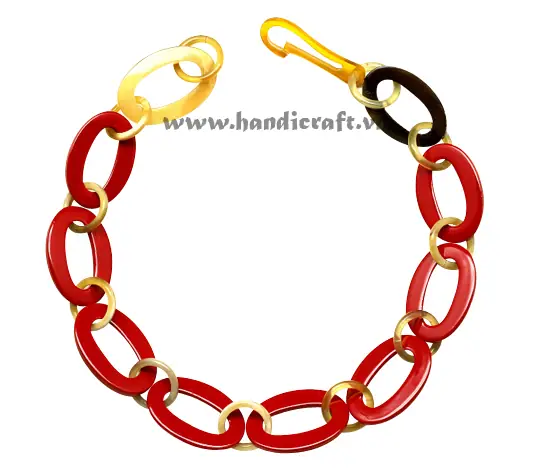 Oval Horn with Red Lacquer HD10456, handmade buffalo horn jewelry