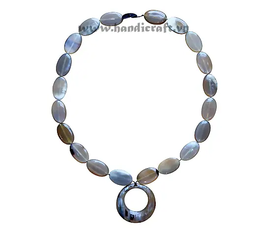 Oval Solid Horn with Round Pendant HD10467, handmade natural buffalo horn jewelry from Vietnam