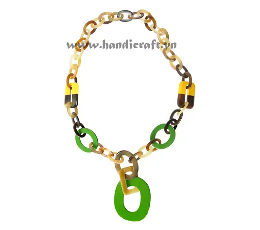 Horn & Lacquer Chain Necklace HD10476, handmade buffalo horn jewelry