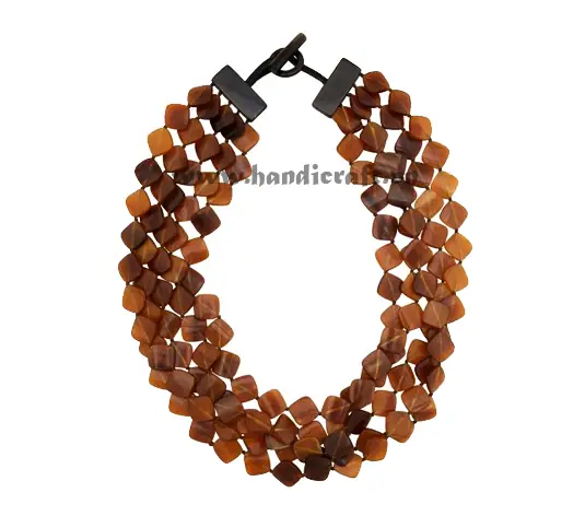 Five Layers Small Square Horn Necklace HD10477, handmade natural buffalo horn jewelry from Vietnam