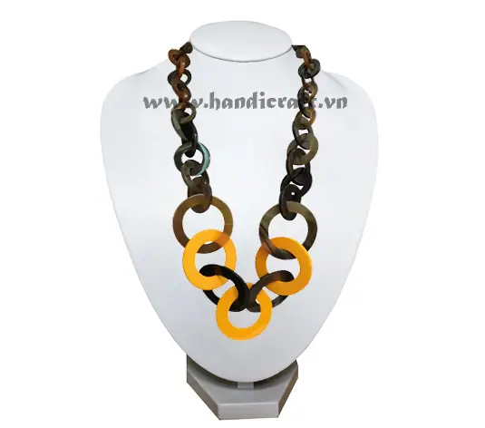 Round Horn with Orange Lacquer HD10480, handmade buffalo horn jewelry
