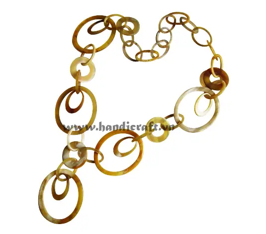 Double Circle Horn Link Necklace HD10487, handmade natural buffalo horn jewelry from Vietnam
