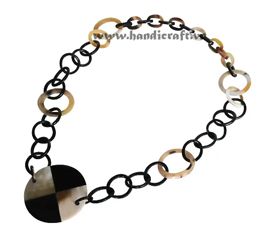 Horn Circles with Large Round Lacquer Pendant HD10491, handmade buffalo horn jewelry
