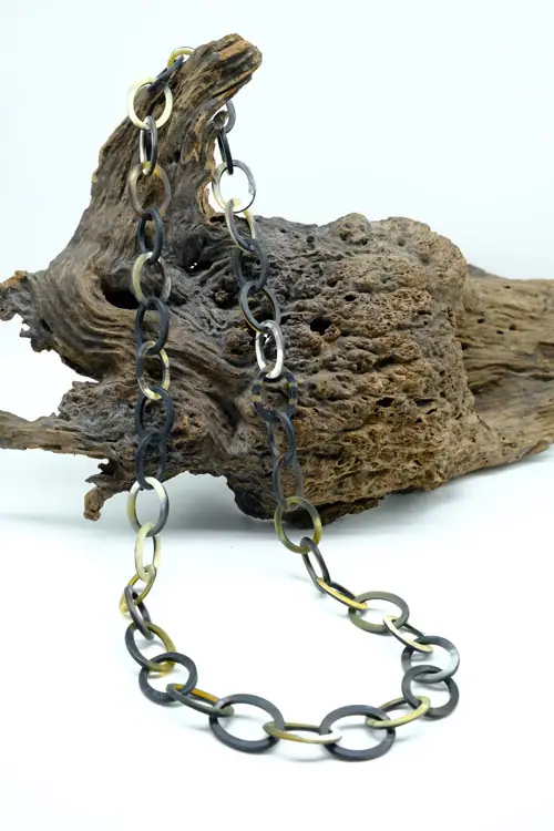 Oval Horn Necklace HD10495, handmade natural buffalo horn jewelry from Vietnam