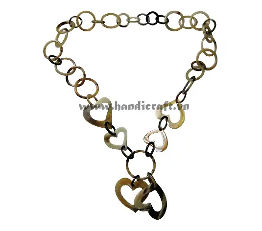 Round & Heart Shaped Horn Necklace HD10496, handmade buffalo horn jewelry