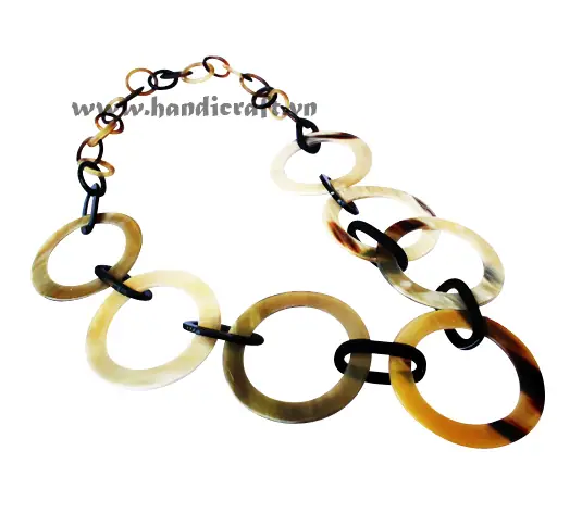 Big Horn Circles Necklaces HD10498, handmade buffalo horn jewelry