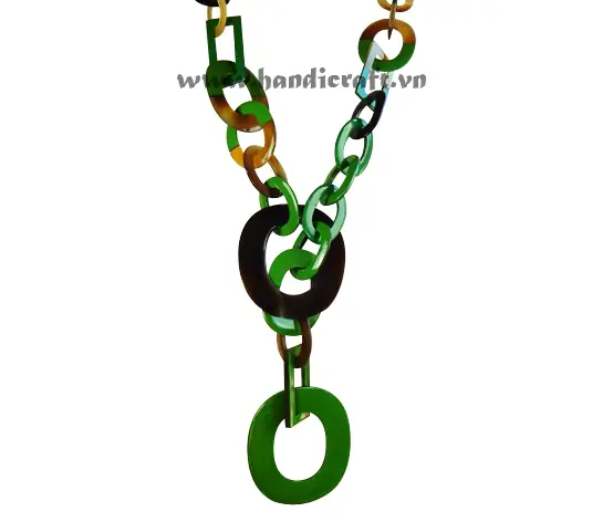 Oval & Rectangular Horn with Lacquer Necklace HD10503, handmade buffalo horn jewelry