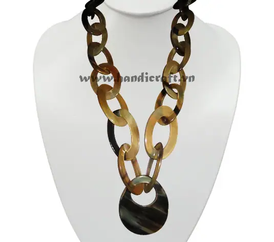 Natural Oval Horn Necklace HD10507, handmade buffalo horn jewelry