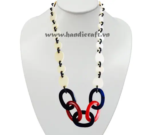 Small Horn Chain with 5 Large Oval Horn Pendant Necklace HD10510, handmade buffalo horn jewelry