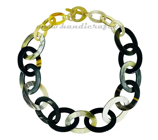 Oval Short Horn Necklace HD10520, handmade buffalo horn jewelry