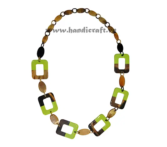 Buffalo Horn with Green Lacquer Necklace HD10522, handmade buffalo horn jewelry