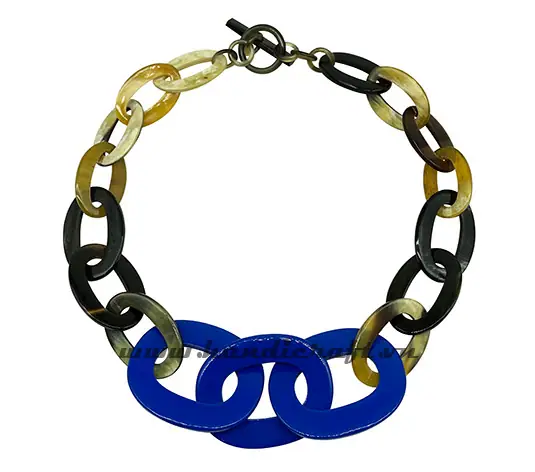 Horn with Multi Lacquer Necklace HD10523, handmade natural buffalo horn + vietnamese lacquer jewelry from Vietnam