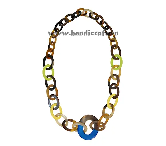 Oval Horn and Multi Lacquer Necklace HD10525, handmade buffalo horn jewelry