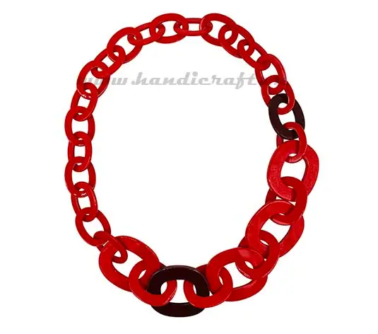 Large Horn with Red Lacquer Necklace HD10527, handmade buffalo horn jewelry