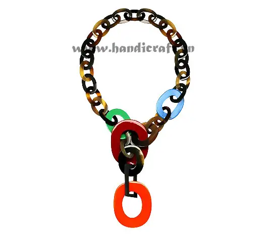 Oval Dark Horn with Multi Color Lacquer HD10540, handmade buffalo horn jewelry