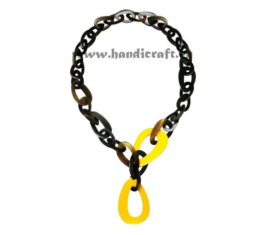 Oval Horn Link with Red Lacquer Necklace HD10541, handmade buffalo horn jewelry